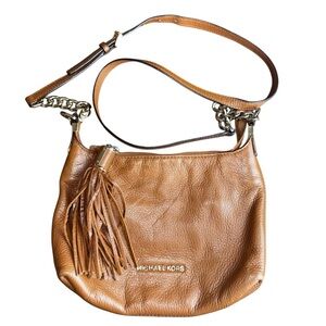Michael Kors Cognac Leather Shoulder Bag with Tassel